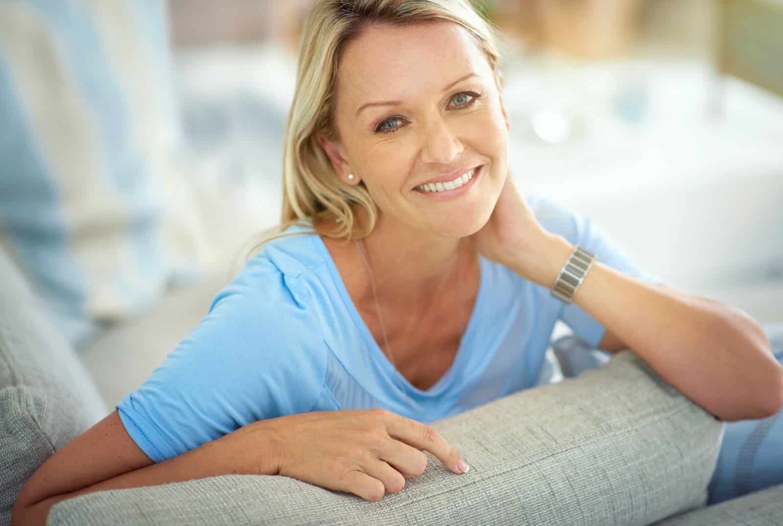healthy happy woman after hormone treatments